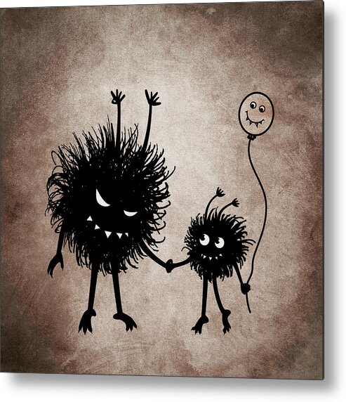 Mother Metal Print featuring the digital art Evil Bug Mother And Child by Boriana Giormova