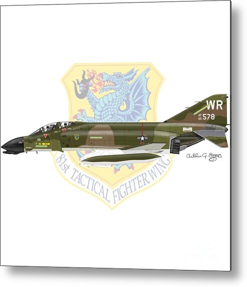 Mcdonnell Douglas Metal Print featuring the digital art F-4D Phantom II RAF Bentwaters by Arthur Eggers