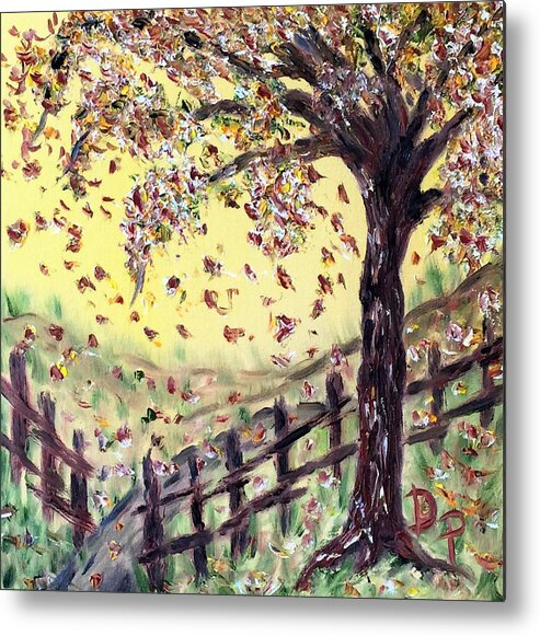 Landscape Metal Print featuring the painting Fall in the Country by Donna Painter