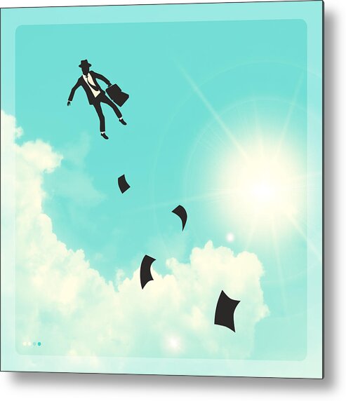 Sky Metal Print featuring the digital art Falling Up by Jazzberry Blue