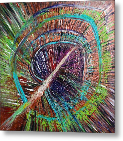 Mixed Media Metal Print featuring the painting Feather by Artista Elisabet