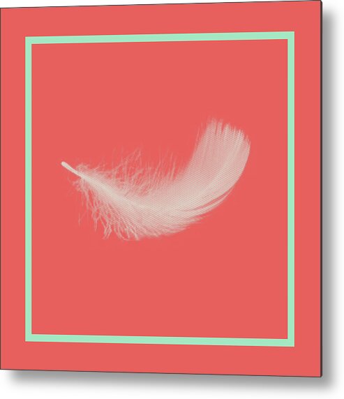 Pantone Cayenne Metal Print featuring the painting Feather by Bonnie Bruno