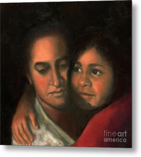 Mother Metal Print featuring the painting Felicia and Kira by Marlene Book