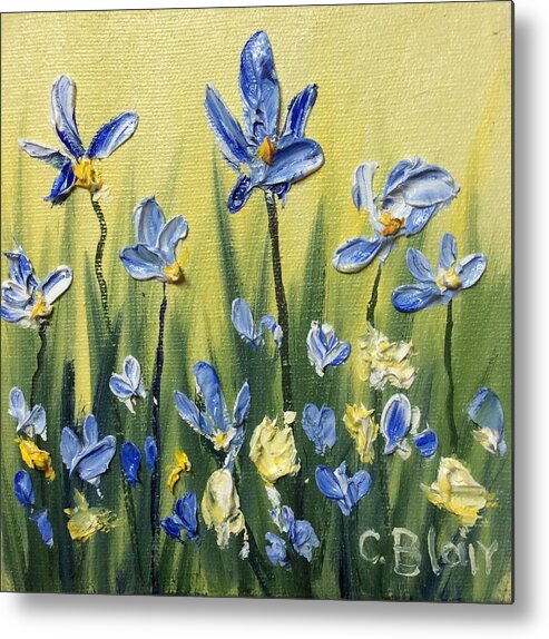 Blue Metal Print featuring the painting Field flowers by Cynthia Blair
