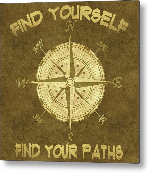 Inspiring Words Metal Print featuring the painting Find Yourself Find Your Paths by Georgeta Blanaru