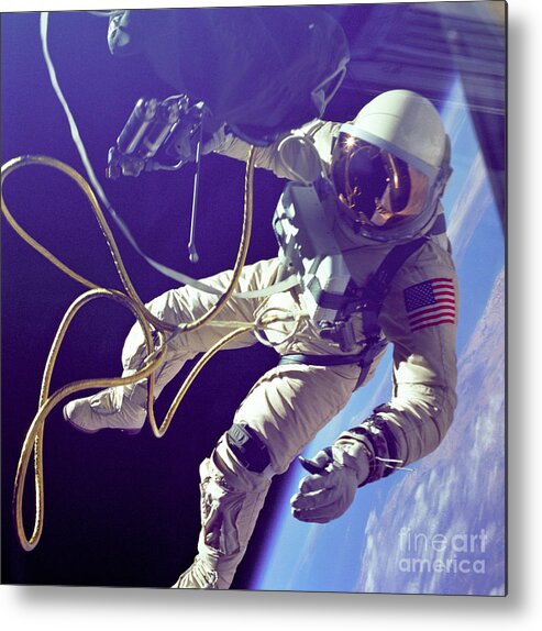 Science Metal Print featuring the photograph First American Walking In Space, Edward by Nasa