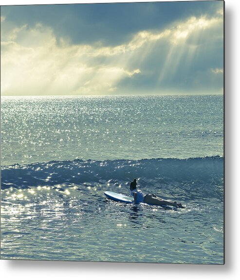 Surfer Metal Print featuring the photograph First Of The Day by Laura Fasulo