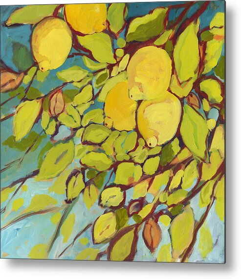 Lemon Metal Print featuring the painting Five Lemons by Jennifer Lommers