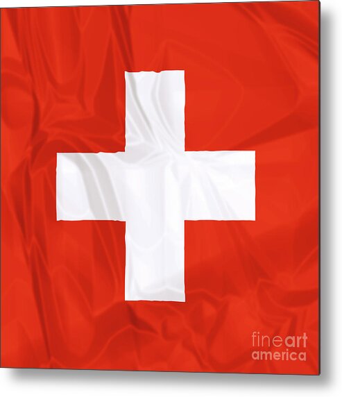 Switzerland Metal Print featuring the photograph Flag of Switzerland by Benny Marty