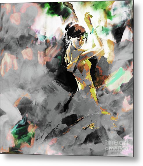 Dance Metal Print featuring the painting Flamenco dance art 7u7 by Gull G