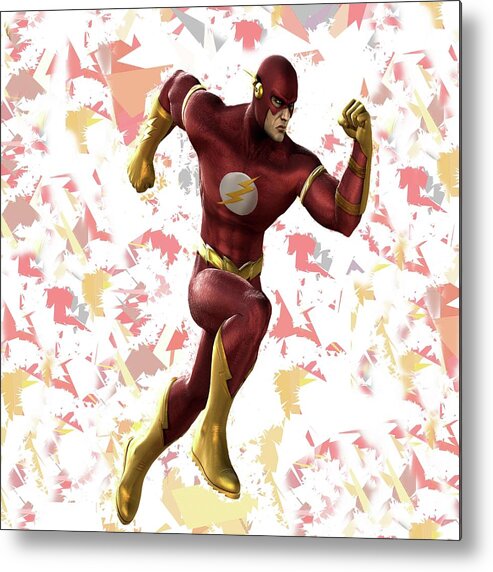 Flash Metal Print featuring the mixed media Flash Splash Super Hero Series by Movie Poster Prints