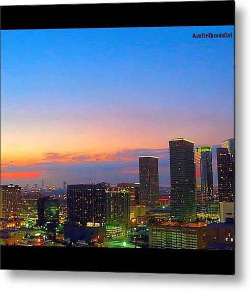 Beautiful Metal Print featuring the photograph #flashbackfriday - The #sunset Over by Austin Tuxedo Cat