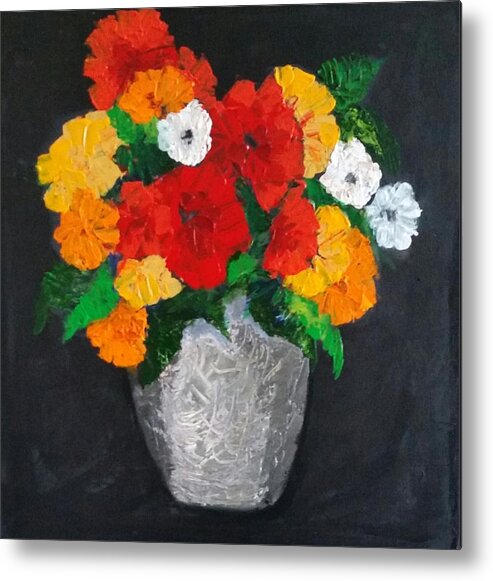 Floral Metal Print featuring the painting Floral Elegance by Rosie Sherman