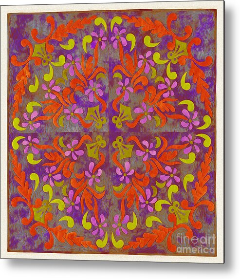 Patternart By Linda Metal Print featuring the painting Florart art 34Gf by Gull G