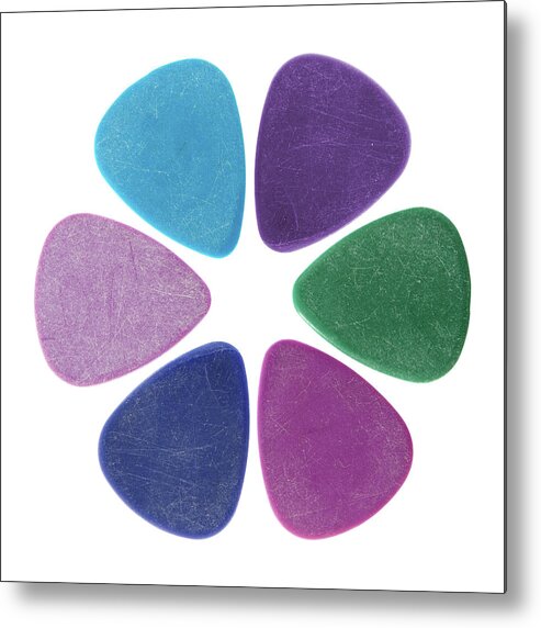 Pick Metal Print featuring the photograph Flower made of guitar picks by GoodMood Art