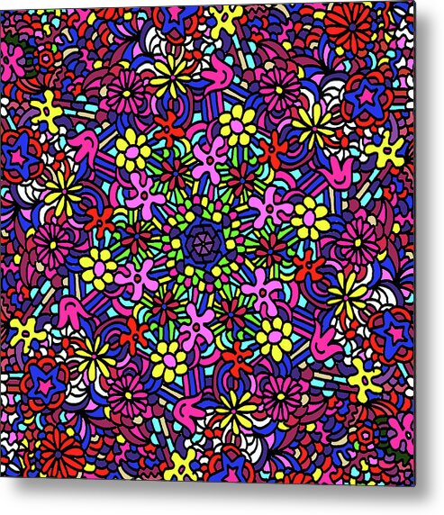 Gravityx9 Metal Print featuring the mixed media Flower Power Doodle Art by Gravityx9 Designs