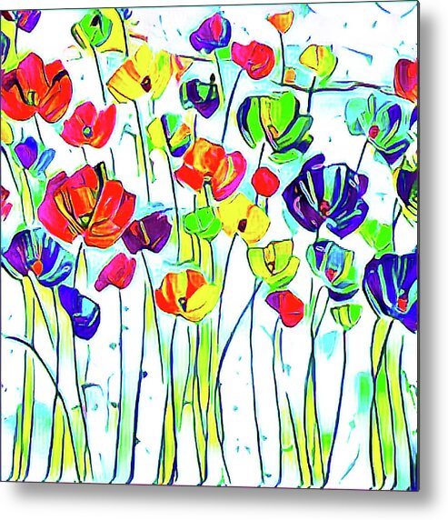Digital Art Metal Print featuring the mixed media Flower Stems 18 by Toni Somes