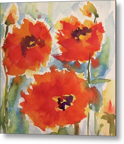 Poppies Metal Print featuring the painting Poppies Wanted by Bonny Butler
