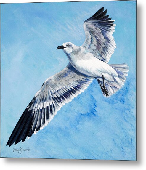 Seagull Metal Print featuring the painting Flying Gull by Joan Garcia