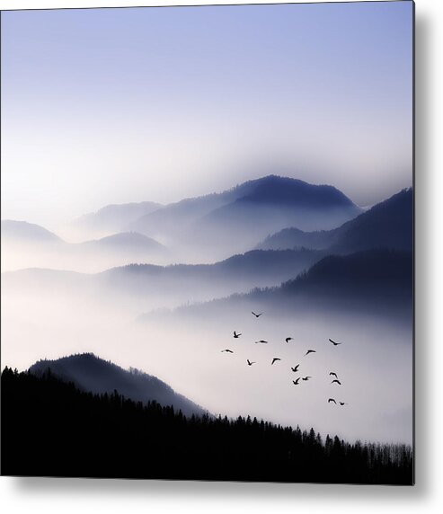 Landscape Metal Print featuring the photograph Flying Over The Fog by Philippe Sainte-Laudy