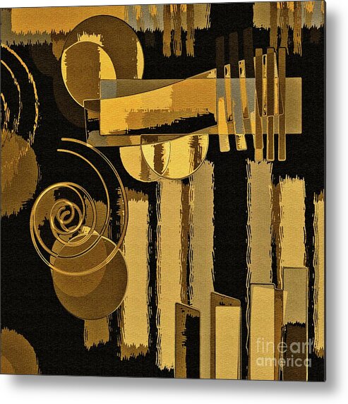 Gold Metal Print featuring the digital art Formes - ab8bt3b by Variance Collections