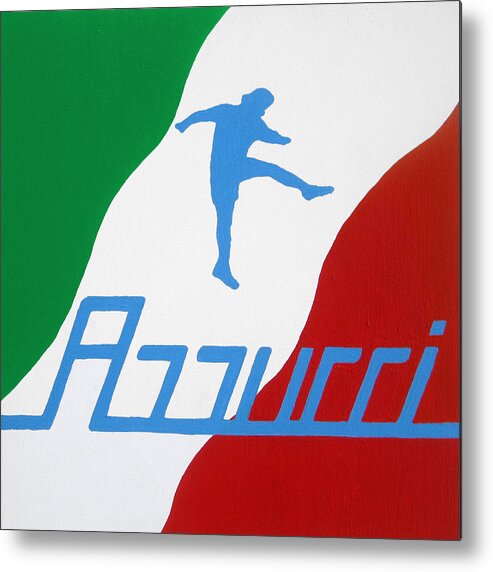 Abstract Metal Print featuring the painting Forza Azzurri by Oliver Johnston