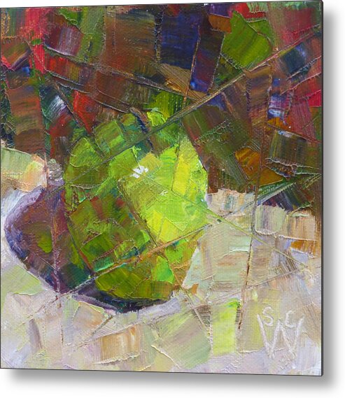Oil Painting Metal Print featuring the painting Fractured Granny Smith by Susan Woodward