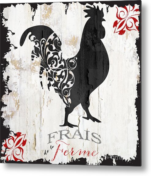 Farm Metal Print featuring the painting French Farm Sign Rooster by Mindy Sommers