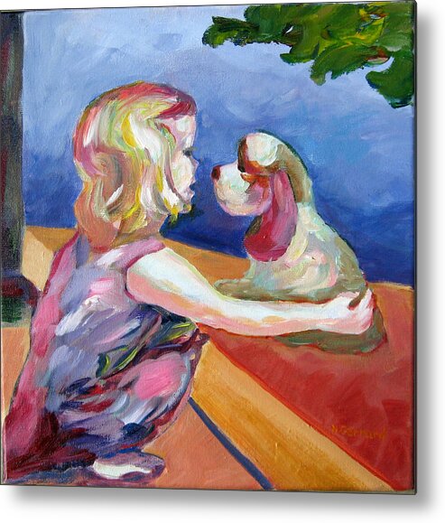 Child And Dog Metal Print featuring the painting Friends by Naomi Gerrard