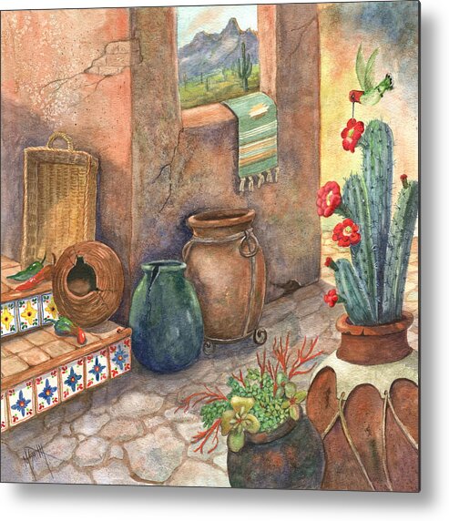 Mexican Pottery Metal Print featuring the painting From This Earth by Marilyn Smith