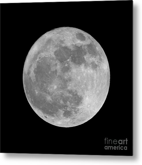 Moon Metal Print featuring the photograph Full Moon in Black and White by Paul Topp