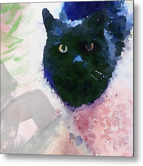 Kitty Metal Print featuring the painting Garden Cat- Art by Linda Woods by Linda Woods