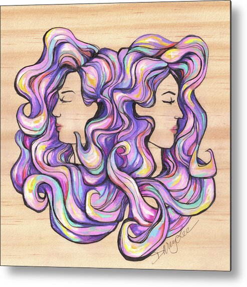 Gemini Metal Print featuring the painting Gemini - I Think by Darcy Lee Saxton