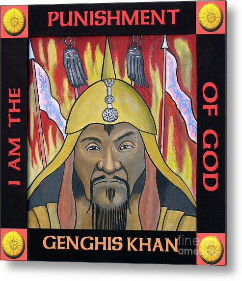 Ganghis Khan Metal Print featuring the painting Genghis Khan portrait by Paul Helm