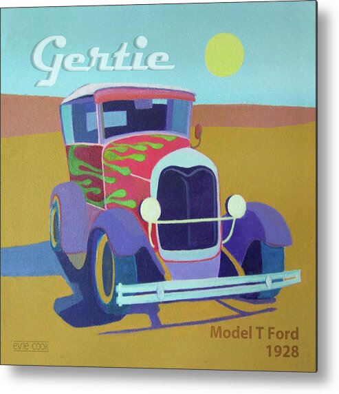 Ford Metal Print featuring the digital art Gertie Model T by Evie Cook