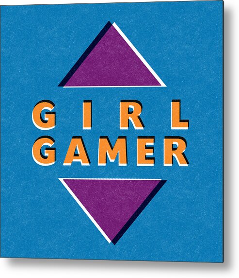 Girl Gamer Metal Print featuring the mixed media Girl Gamer by Linda Woods