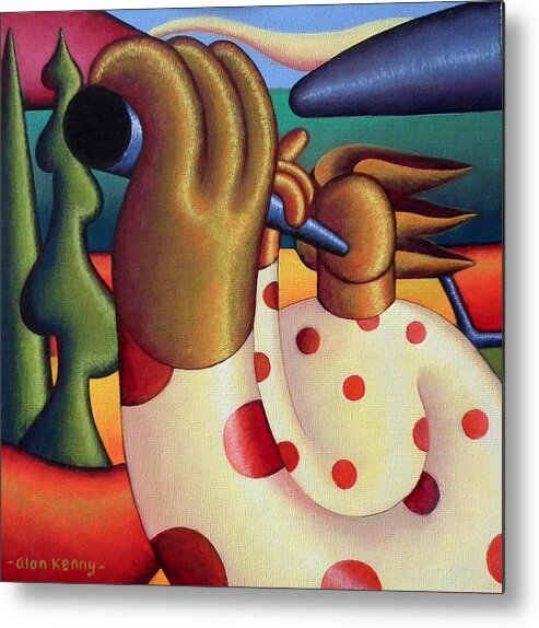 Gloss Metal Print featuring the painting Gloss Musician in softscape by Alan Kenny