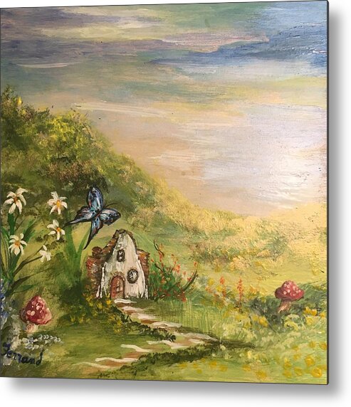 Fairy Metal Print featuring the painting Gnome Home by Karen Ferrand Carroll