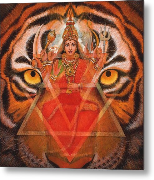 Durga Metal Print featuring the painting Goddess Durga by Sue Halstenberg