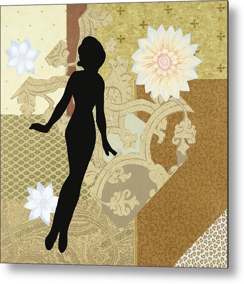  Metal Print featuring the mixed media Gold Paper Doll by Katia Von Kral