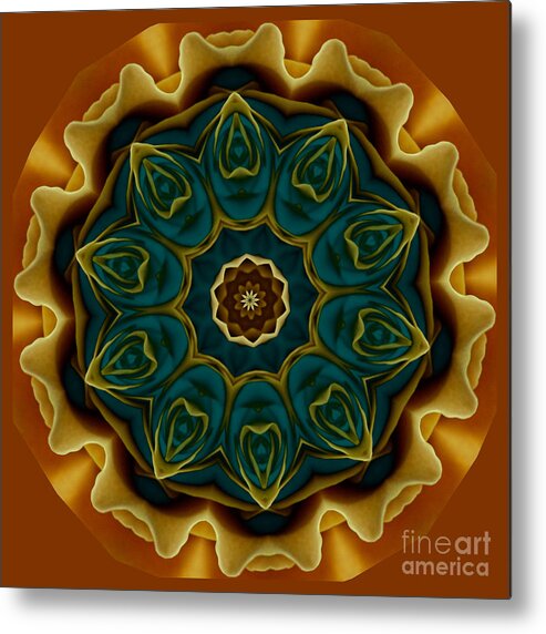 Flower Metal Print featuring the digital art Gold Rose Mandala by Julia Underwood