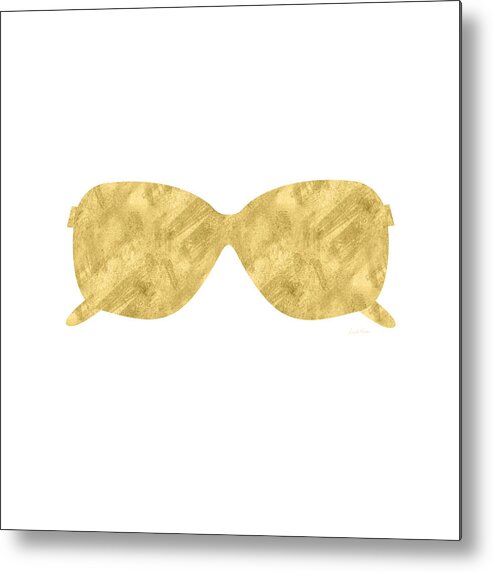 Sunglasses Metal Print featuring the mixed media Gold Shades- Art by Linda Woods by Linda Woods