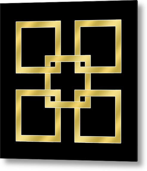 Gold Squares On Black Metal Print featuring the digital art Gold Squares on Black by Chuck Staley
