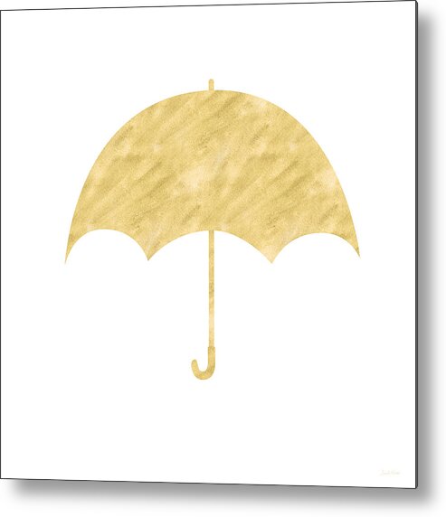 Umbrella Metal Print featuring the mixed media Gold Umbrella- Art by Linda Woods by Linda Woods