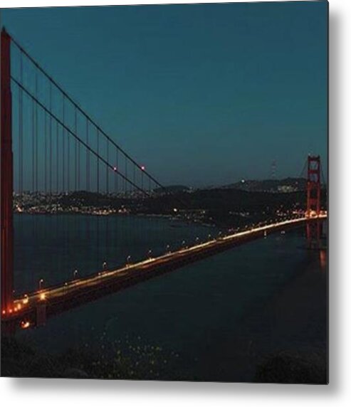 Sanfranciscopulse Metal Print featuring the photograph Golden Gate Bridge Night View by Andrew Ponochovnyi