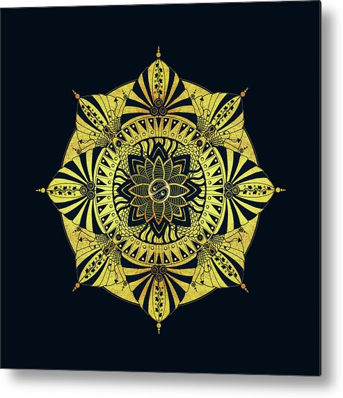 Navy Metal Print featuring the digital art Golden Geometry by Deborah Smith