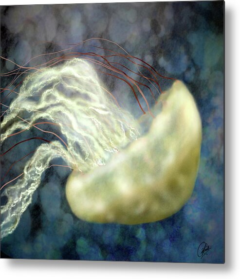 Jellyfish Metal Print featuring the digital art Golden Light Jellyfish by Sand And Chi