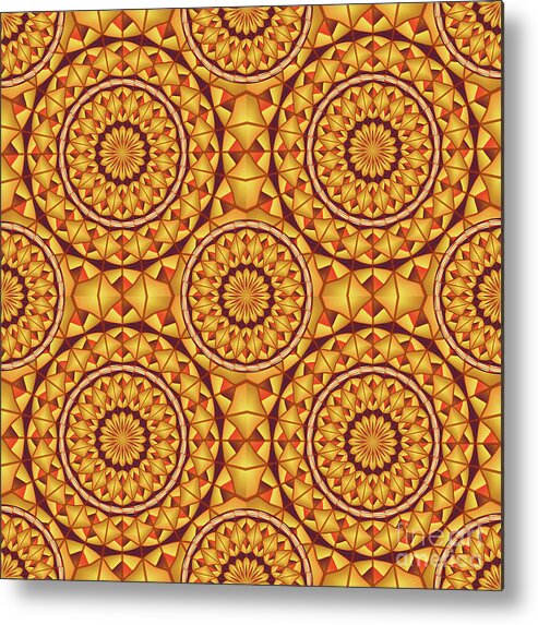 Pattern Metal Print featuring the digital art Golden mandalas pattern by Gaspar Avila