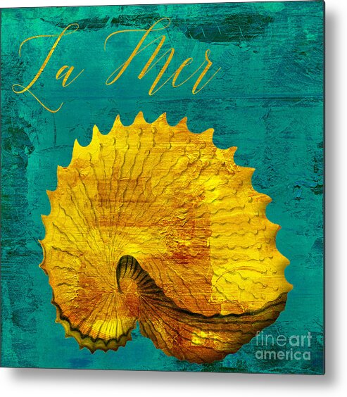 Gold Shell Metal Print featuring the painting Golden Shell by Mindy Sommers