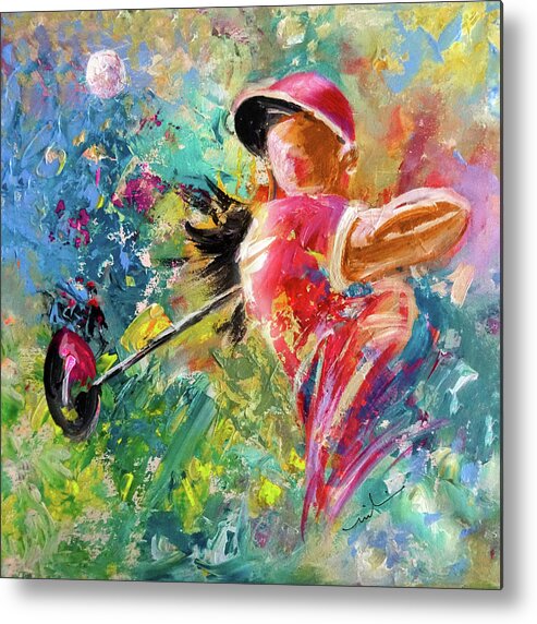 Sports Metal Print featuring the painting Golf Fascination by Miki De Goodaboom